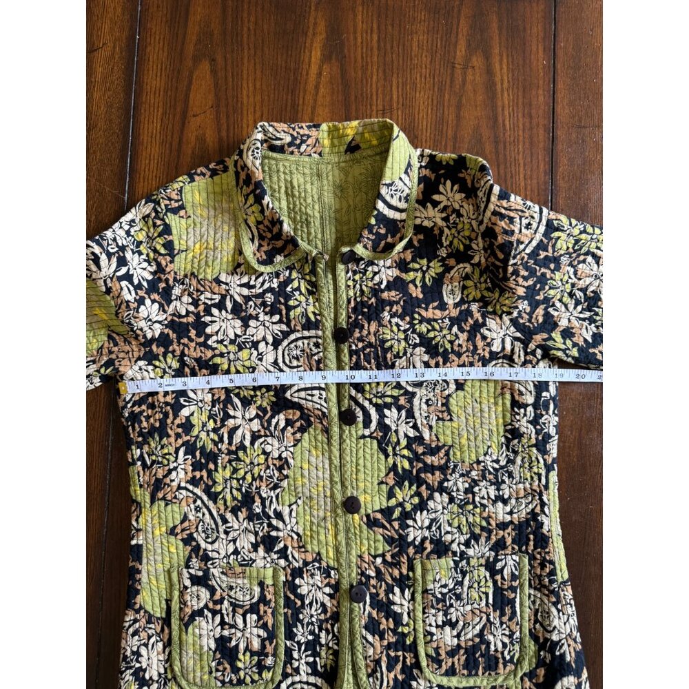 Provence d'amour Floral Button Down Quilted Reversible Jacket Medium - Picture 11 of 12